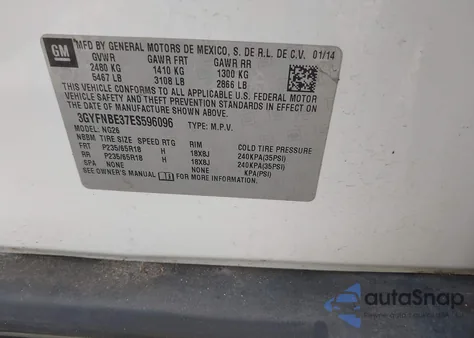 2014 Cadillac Srx Luxury Collection z USA, uszkodzony, nr VIN 3GYFNBE37ES596096